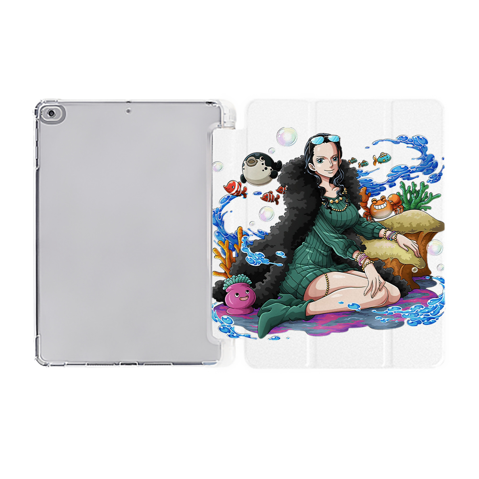 （画像用） ワンピース ニコ・ロビン ONE PIECE Nico Robin IPad ケース ペン収納付き 三つ折りスタンド PUレザー×シリコン 対応機種9.5/10.5/10.9インチ